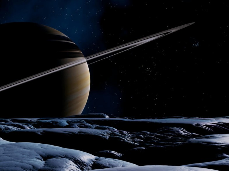 Saturn und Tethys