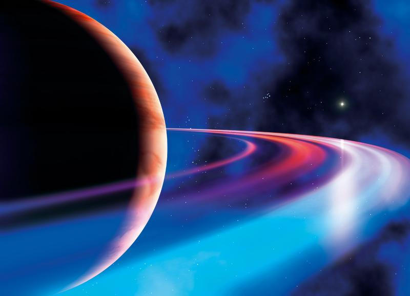 Surreale Darstellung des Rinplaneten Saturn.