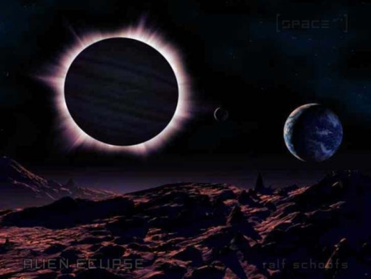 Eine Sonnenfinsternis auf einem fremden Planeten