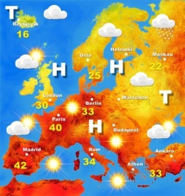 Wetterkarte Europa Hitze Sommer 2003