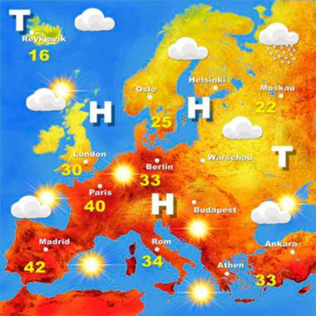 Wetterkarte Europa Hitze Sommer 2003