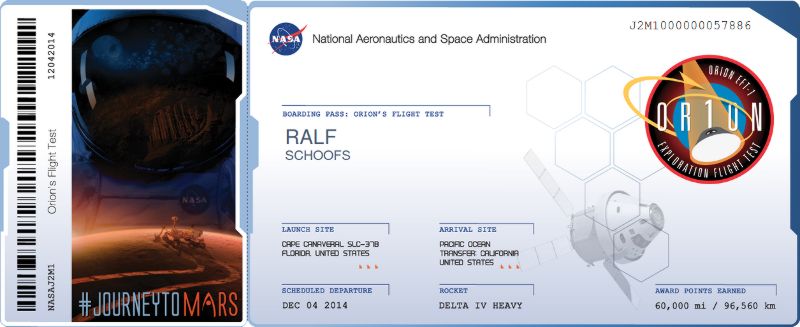 Boarding Pass Orions Flight
