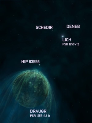 Pulsar Lich und sein Planet Draugr