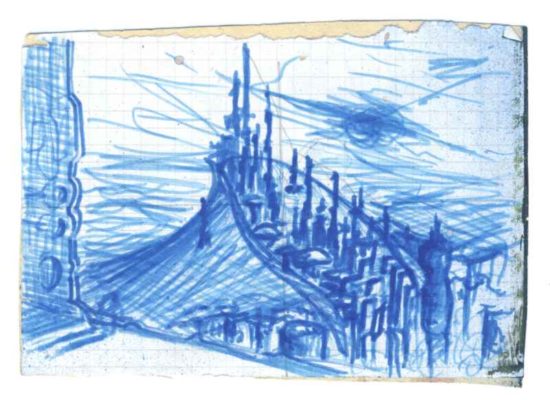 draft.guard Skizze zu "Wächter der Eis Stadt" ca. 10 cm mal 15 cm