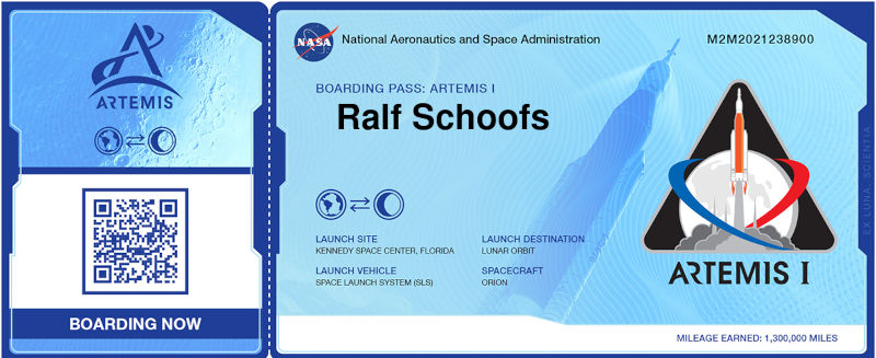 NASA Boarding Pass Artemis 1